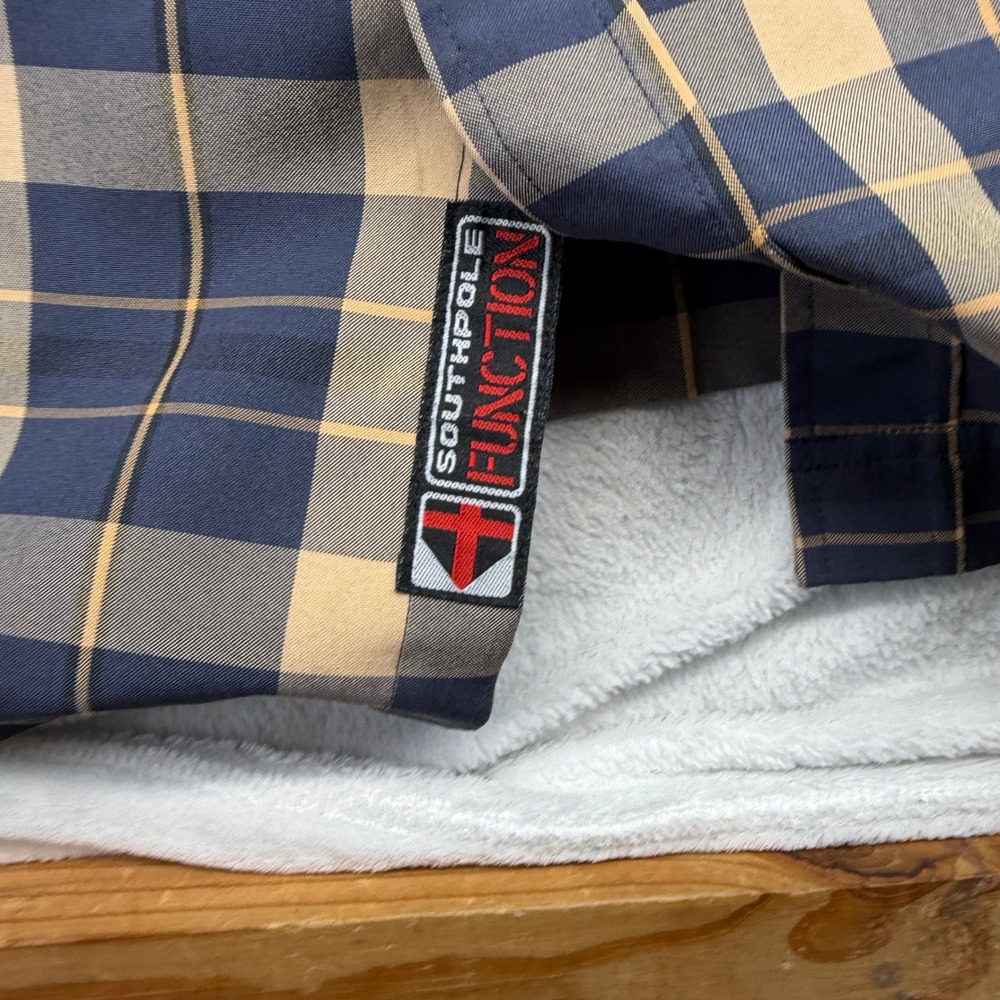 Southpole Shirt Mens 5XL Blue Plaid Function Button Down Long Sleeve Utility - Picture 11 of 12